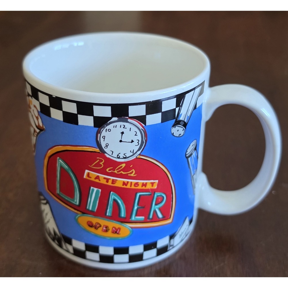 Sakura Bob's Diner by Sue Zipkin White Stoneware Coffee Mug Made in Indonesia